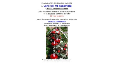 ATELIER FLORAL DE NOEL le 19 DECEMBRE 2025 à ST JEAN DE BRAYE